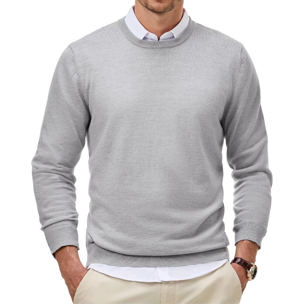 Men's Wool Blend Sweaters Classic Crew Neck Casual Old Money Fall Sweaters